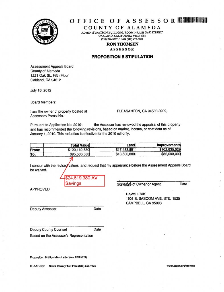 Alameda County Property Tax Stipulation